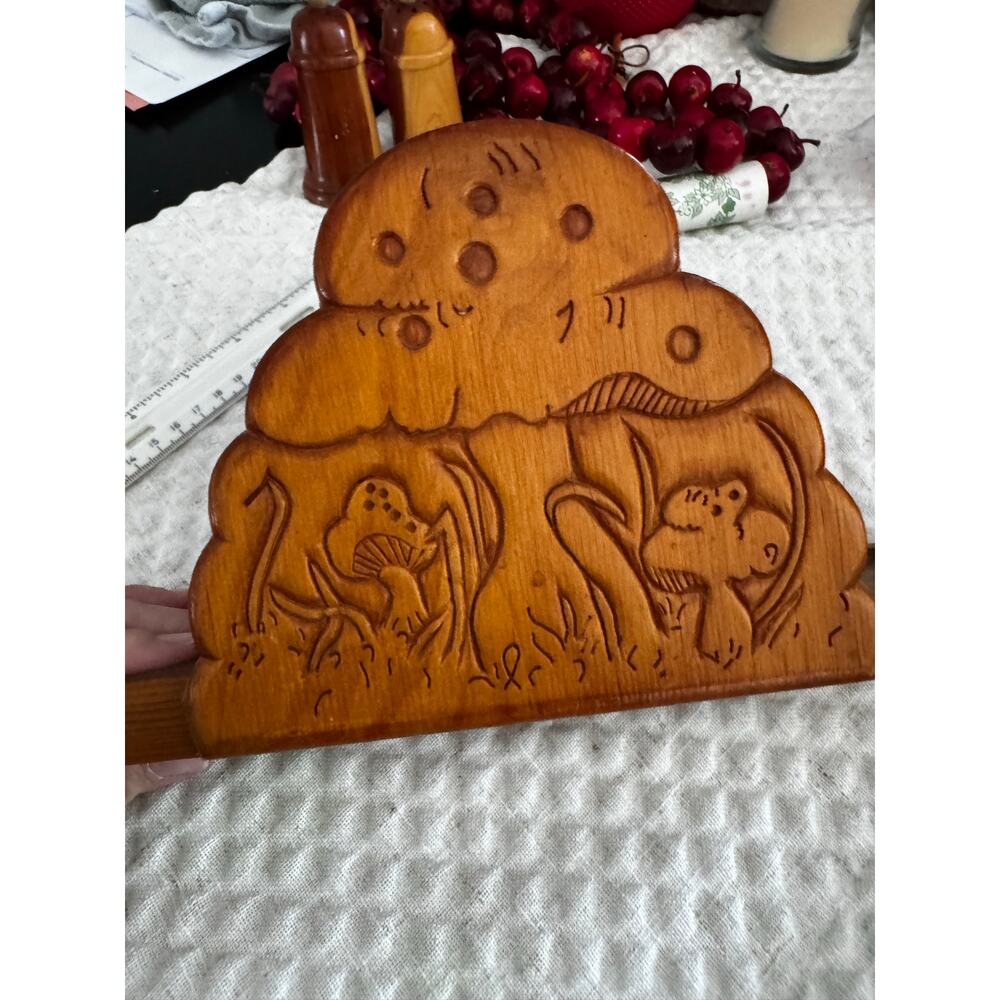 Vintage Wooden Mushroom Napkin Holder Salt Pepper Shakers Country Kitchen Decor